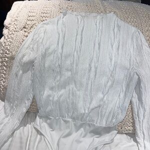 Shein White Long Sleeve Mock Neck Body Suit Sz L